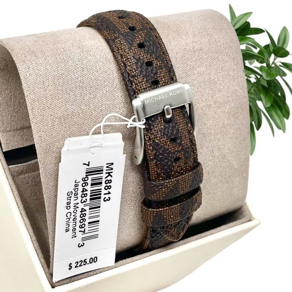 🔥🔥🔥🌸NWT 🌸✅🔥🔥MICHAEL KORS Irving Three-Hand Brown PVC Watch MK8813 - Picture 8 of 8